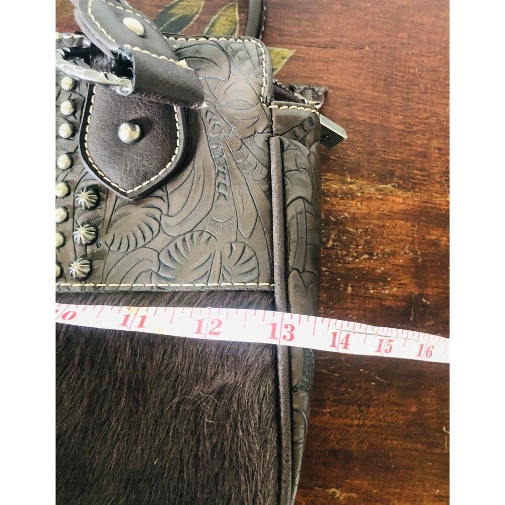 Montana West Trinity Ranch Hair on Cowhide Tooled Leather Concealed Carry Bag